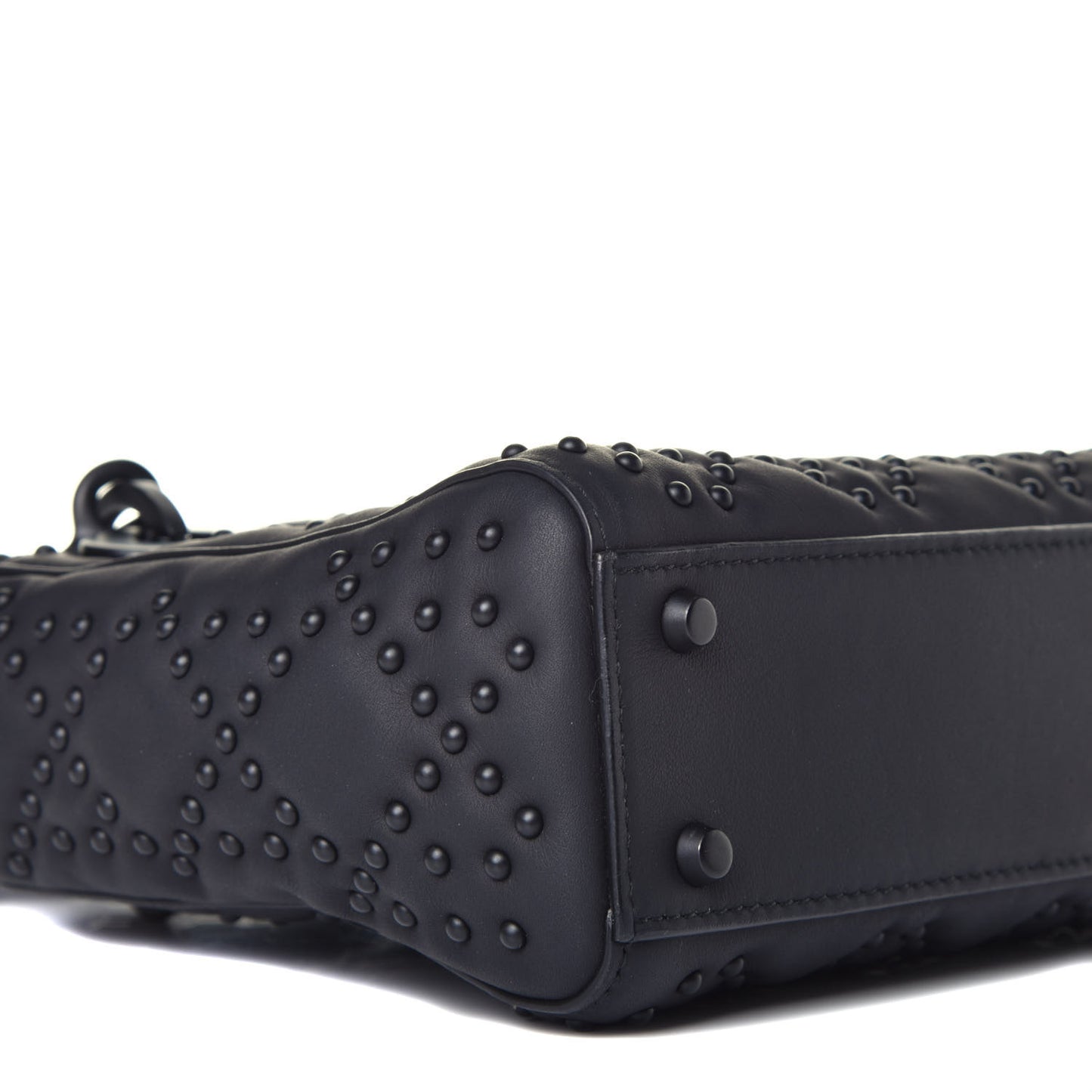 Ultra Matte Calfskin Cannage Studded Mini Supple Lady Dior Black
