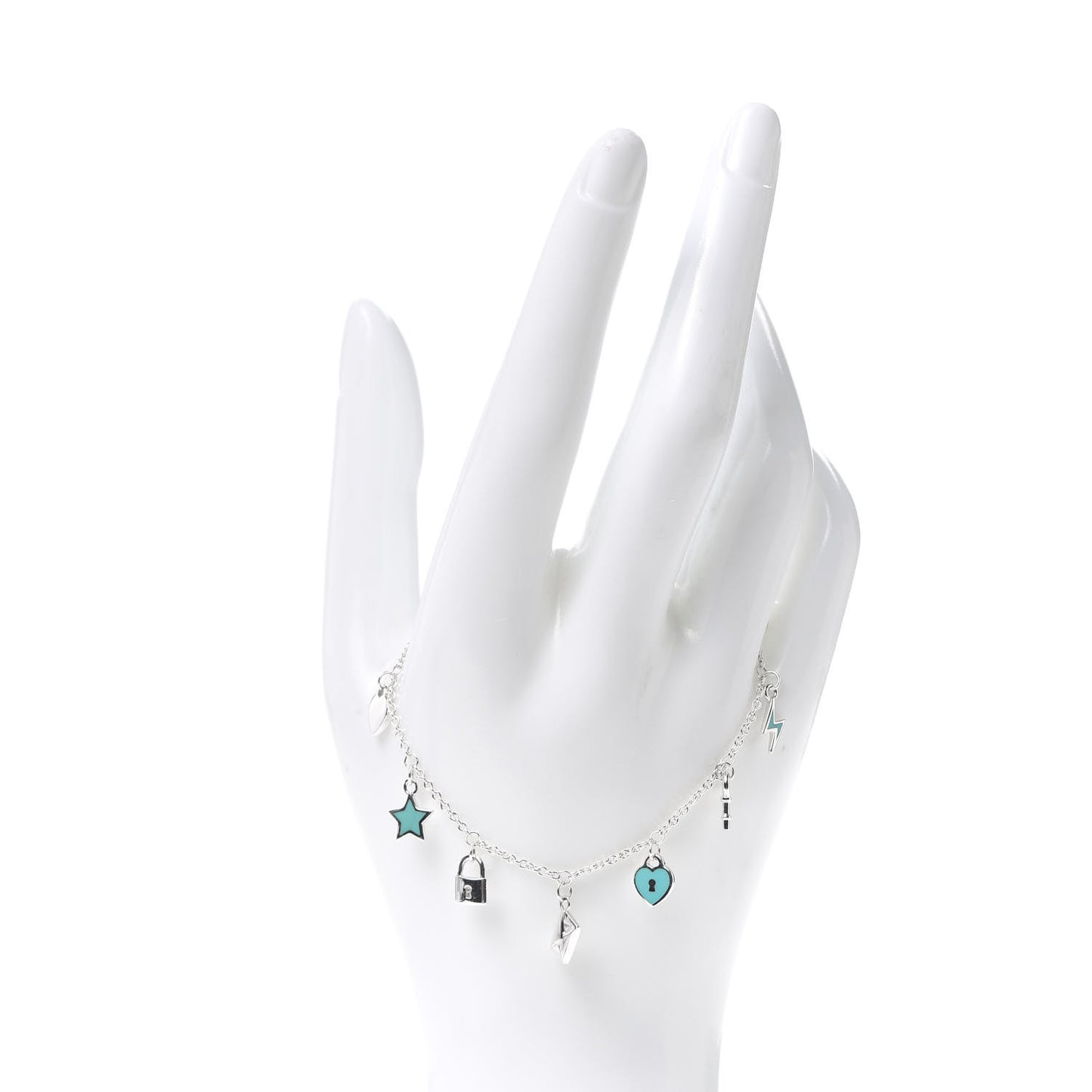 Sterling Silver Enamel Love Notes Charm Bracelet Blue