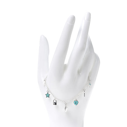 Tiffany Sterling Silver Enamel Love Notes Charm Bracelet Blue 2 of 6