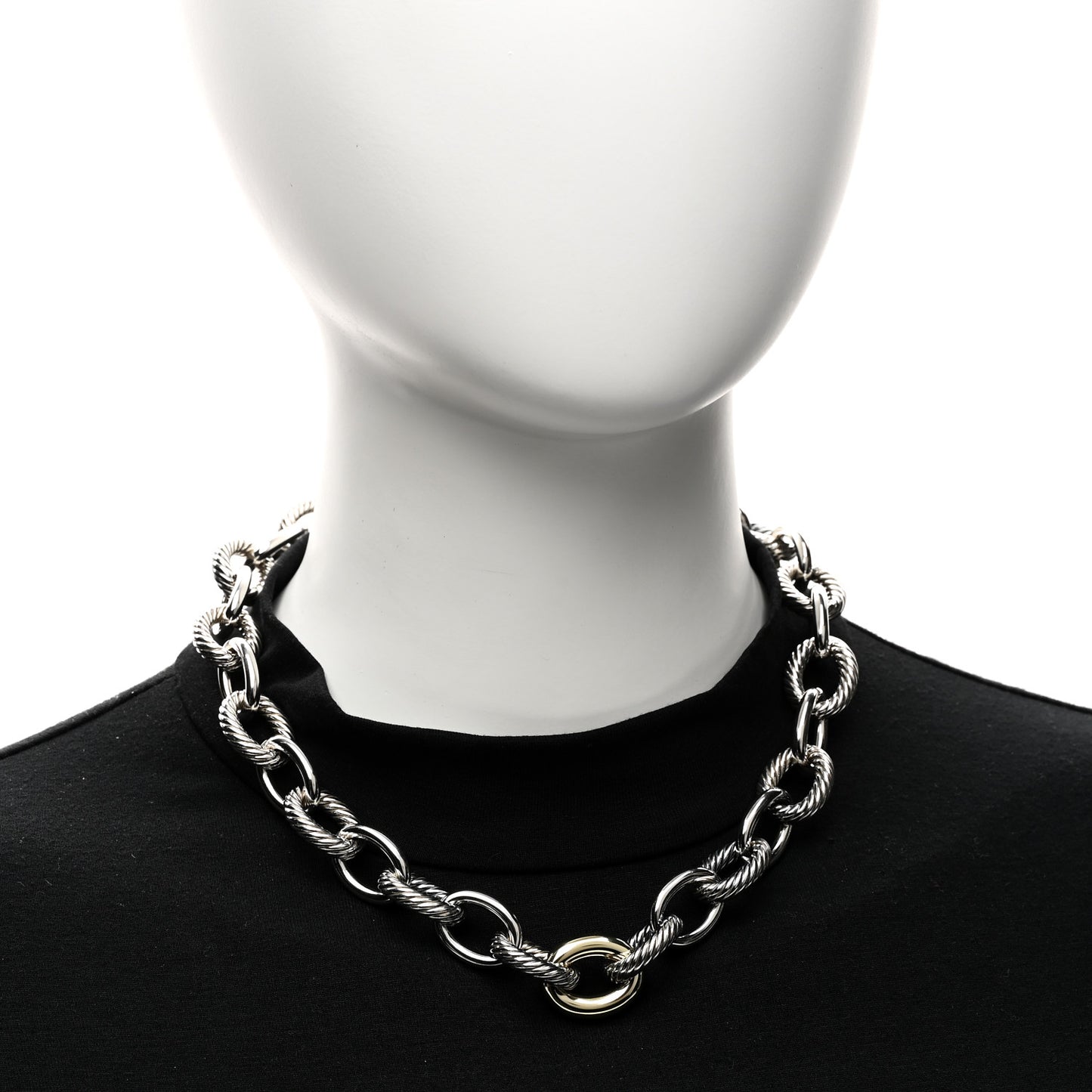 Sterling Silver 14K Yellow Gold Large Oval Link Necklace
