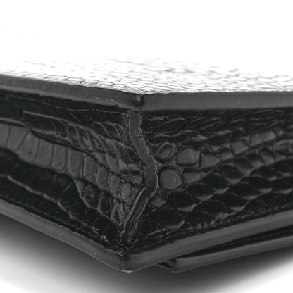 Saint Laurent Calfskin Crocodile Embossed Kate Monogram Tassel Chain Wallet Black 9 of 9