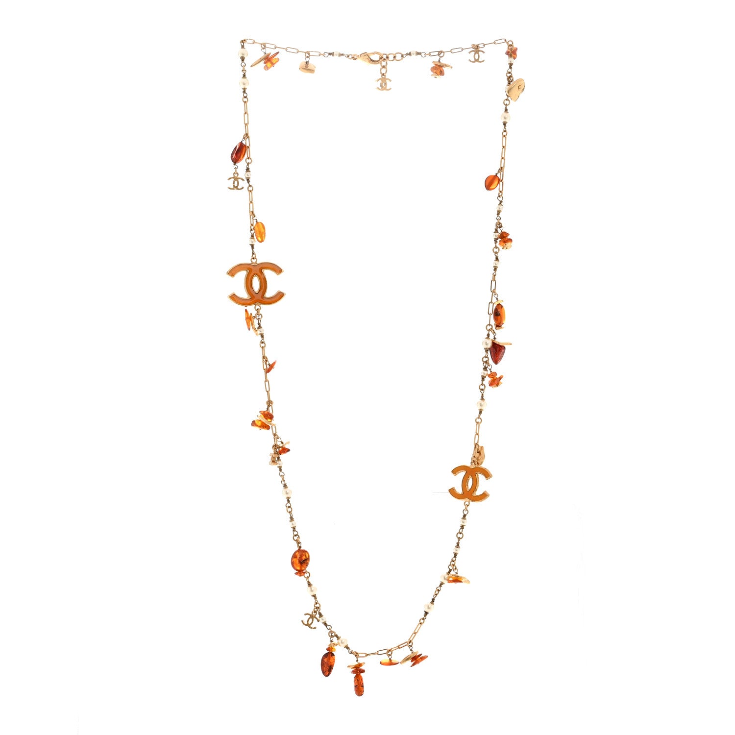 Chanel Pearl Amber CC Long Necklace Gold 3 of 6