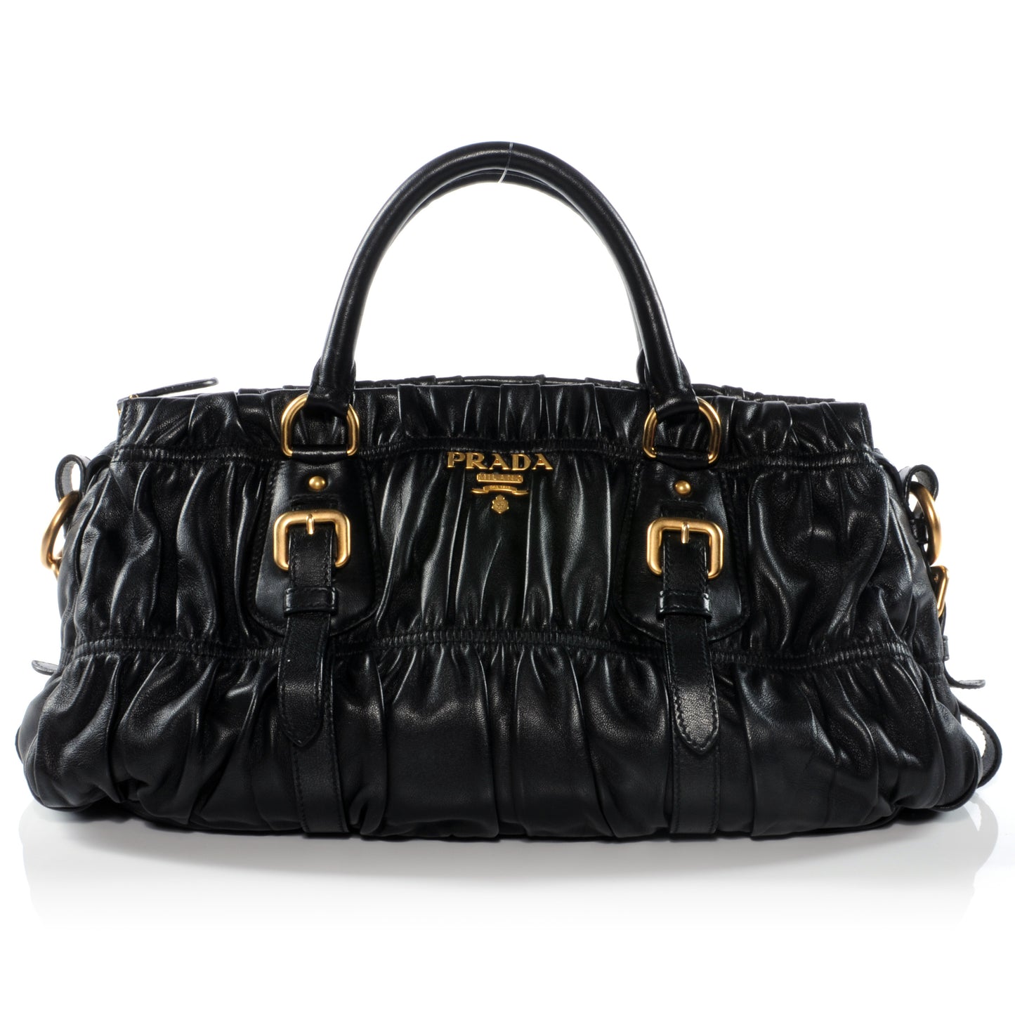 Nappa Leather Gaufre Handbag Nero Black