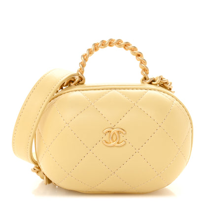 Chanel Lambskin Quilted CC Bubble Vanity Case With Chain Light Yellow 1 of 12
