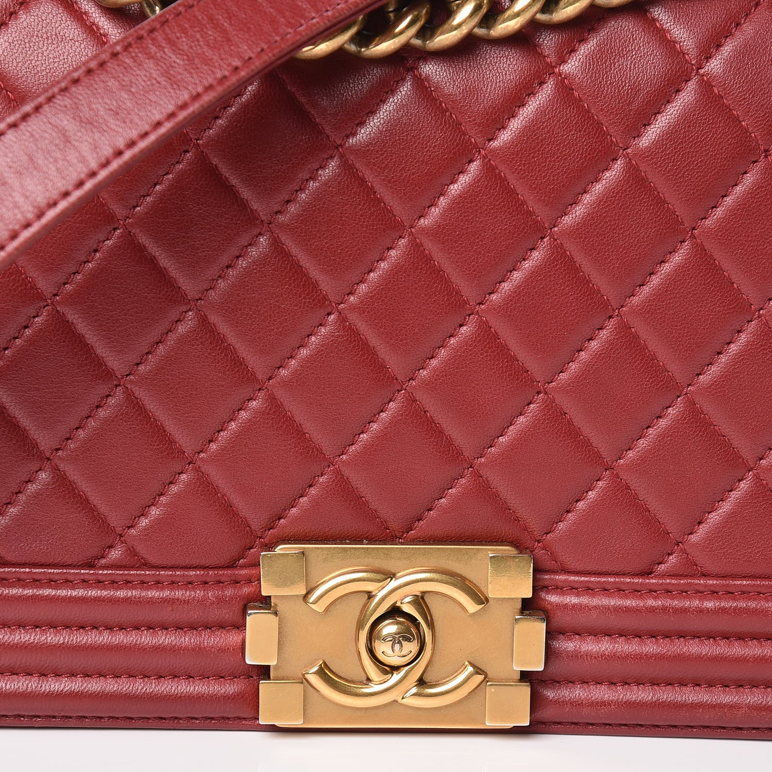 Chanel Lambskin Quilted Medium Boy Flap Dark Red 11 of 11