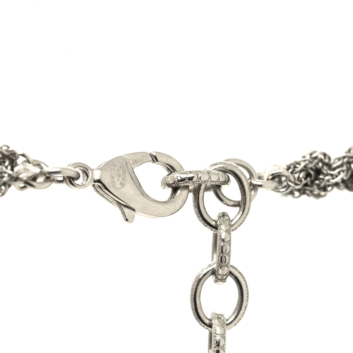 Pearl Bead CC Long Necklace Silver Grey