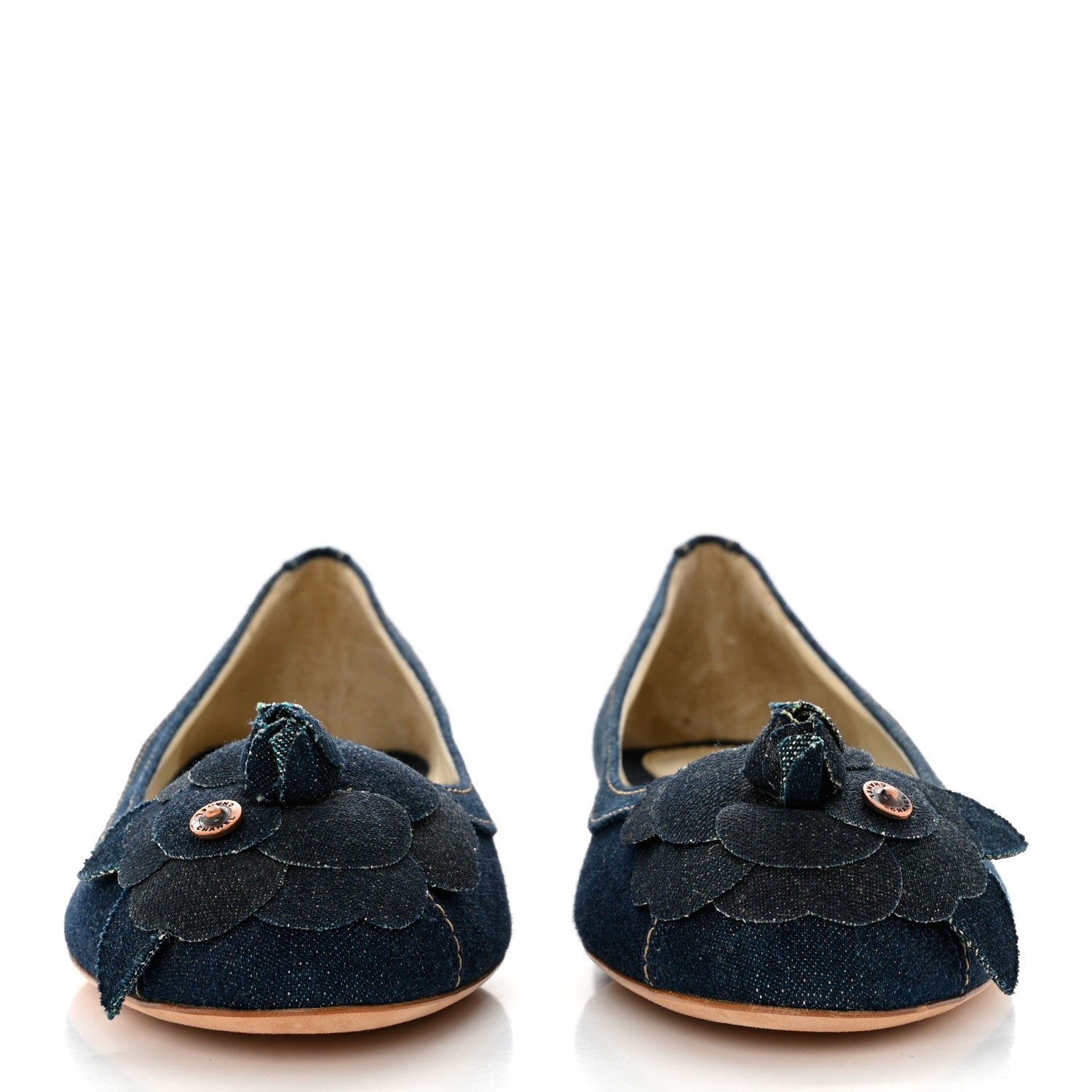 Chanel Denim Camellia Ballerina Flats 41 Navy Blue 2 of 7