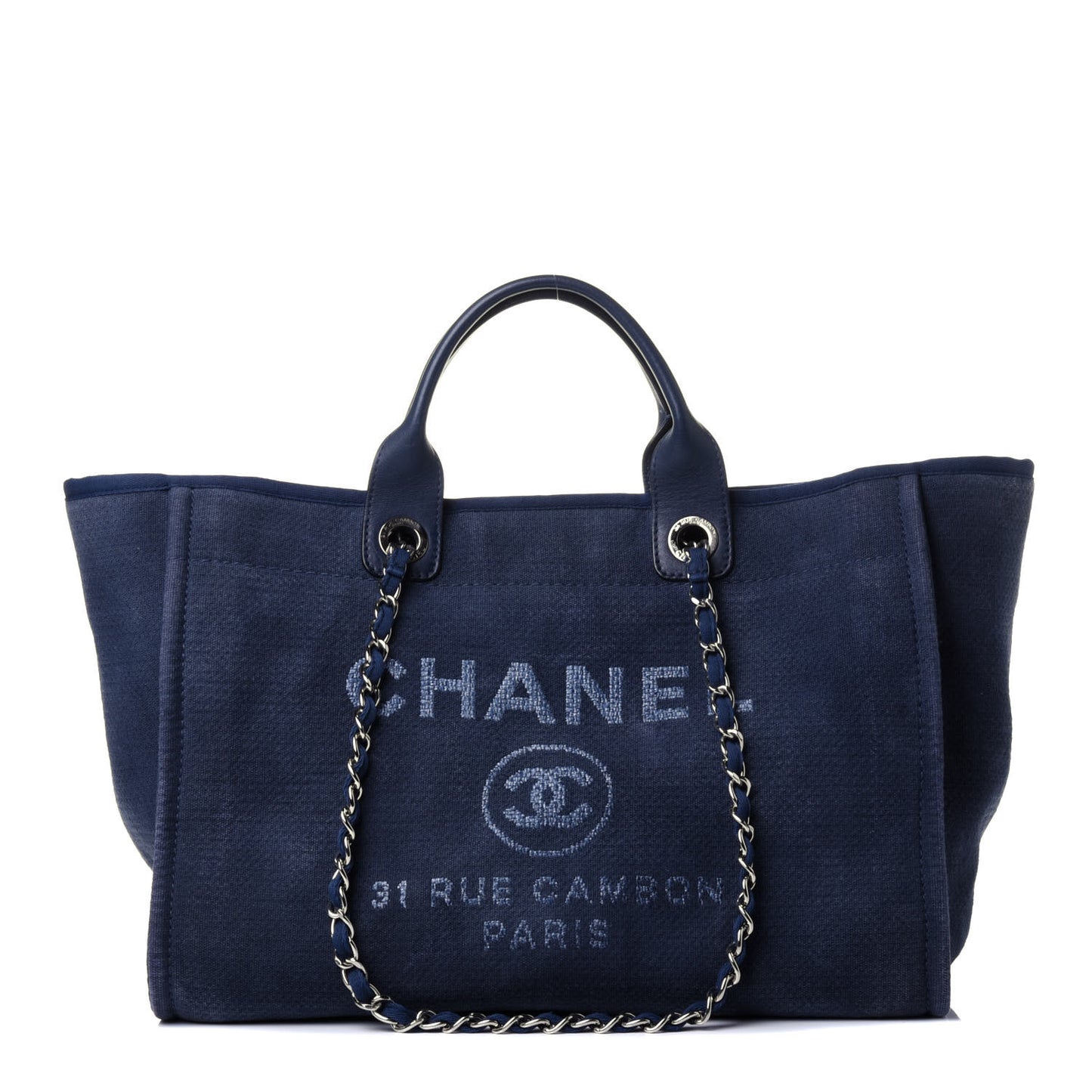 Canvas Medium Deauville Tote Dark Blue