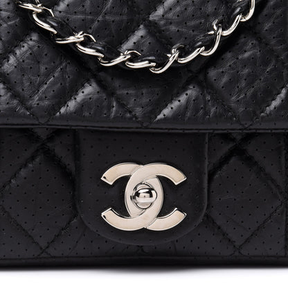 Chanel Aged Calfskin Perforated Flap Black 7 of 10