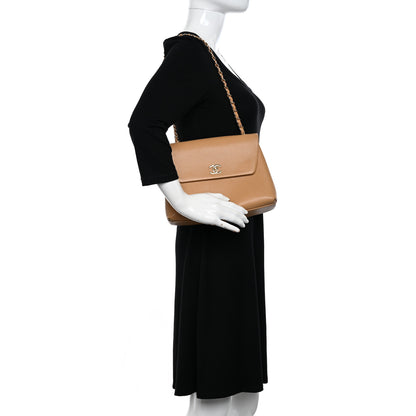 Chanel Caviar Flap Shoulder Bag Beige 2 of 12