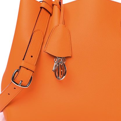 Christian Dior Supple Grained Calfskin Large Open Bar Tote Orange 6 of 8