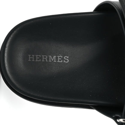 Hermes Calfskin Womens Chypre Sandals 38.5 Black 8 of 10