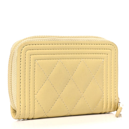 Chanel Lambskin Quilted Zip Around Boy Coin Purse Wallet Yellow 2 of 6