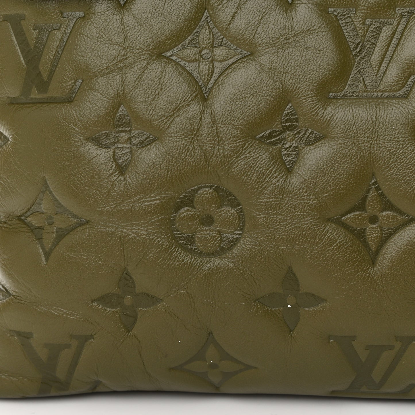 Lambskin Embossed Monogram Coussin MM Khaki