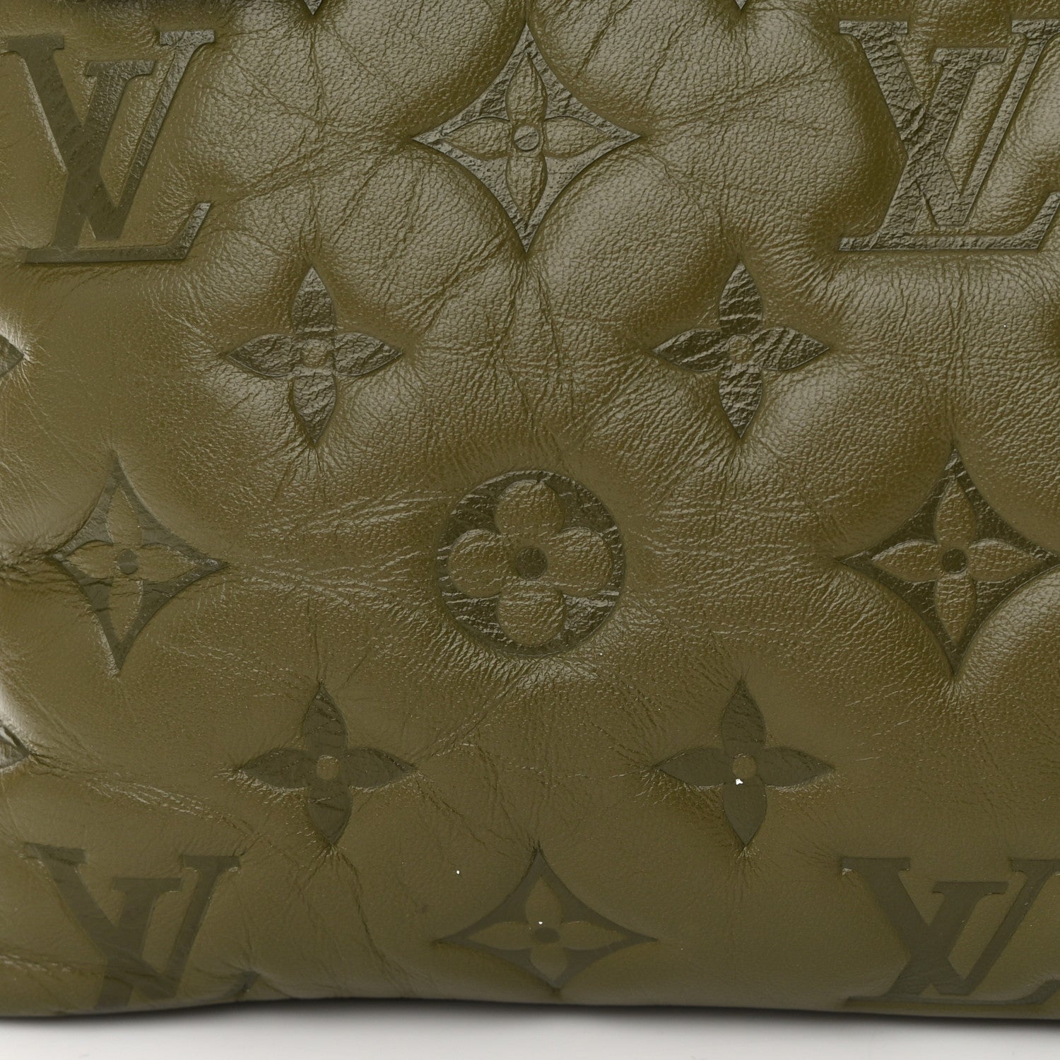 Louis Vuitton Lambskin Embossed Monogram Coussin MM Khaki 15 of 17