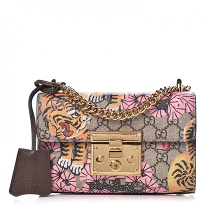 Gucci GG Supreme Monogram Bengal Small Padlock Shoulder Bag Beige Pink 1 of 8