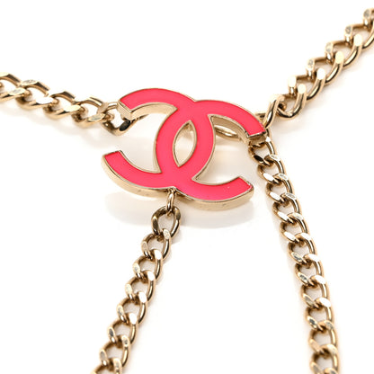 Chanel Enamel CC Chain Logo Belt Gold Pink 3 of 4
