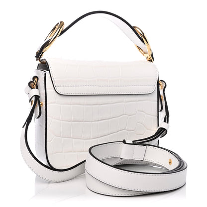 Chloe Calfskin Crocodile Embossed Mini C Double Carry Brilliant White 2 of 4
