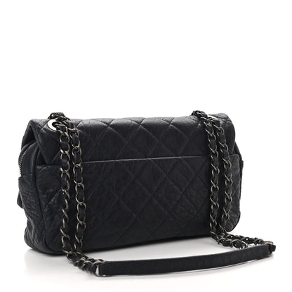 Chanel Sheepskin Quilted Medium Easy Flap Navy Blue 2 of 11