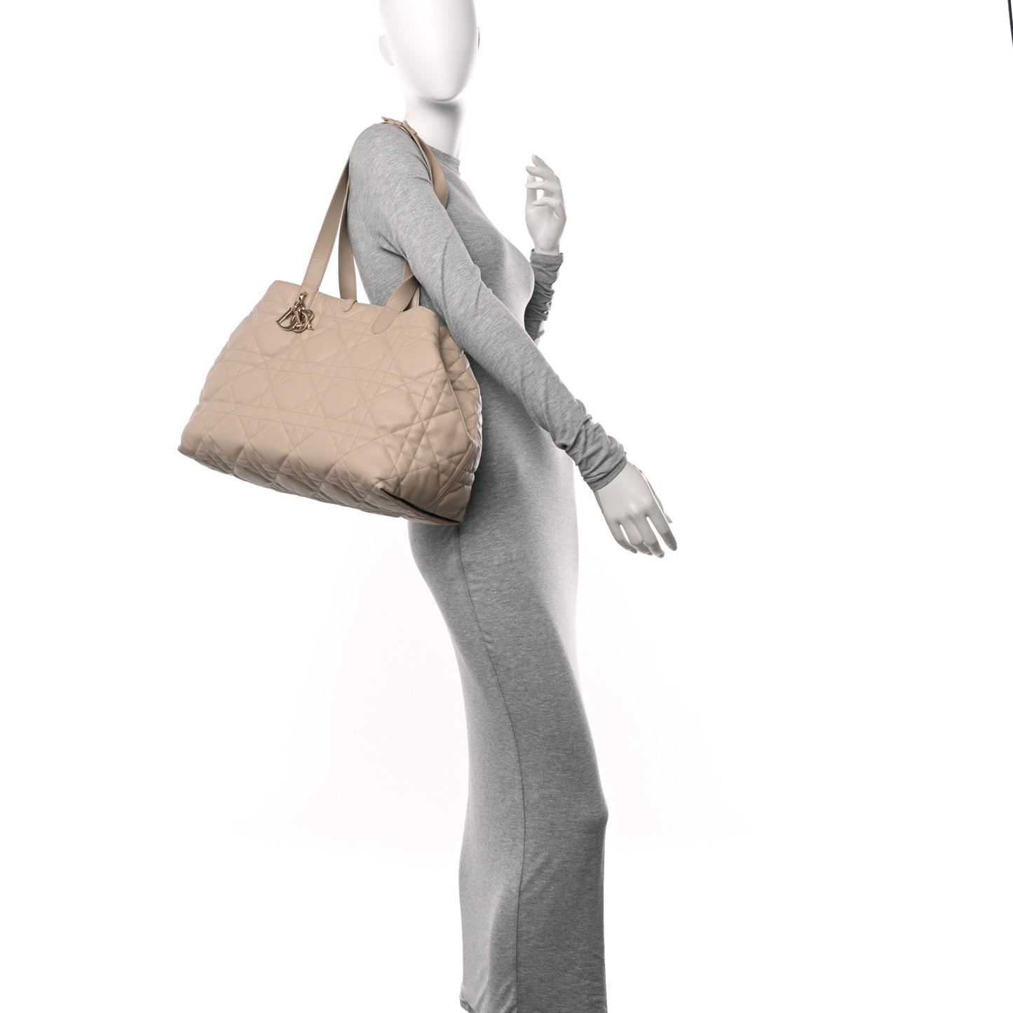 Calfskin Macrocannage Large Toujours Powder Beige