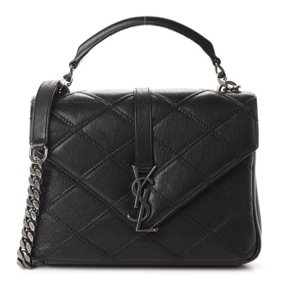 Saint Laurent Calfskin Matelasse Diamond Quilted Monogram Medium College Bag Black 2 of 16