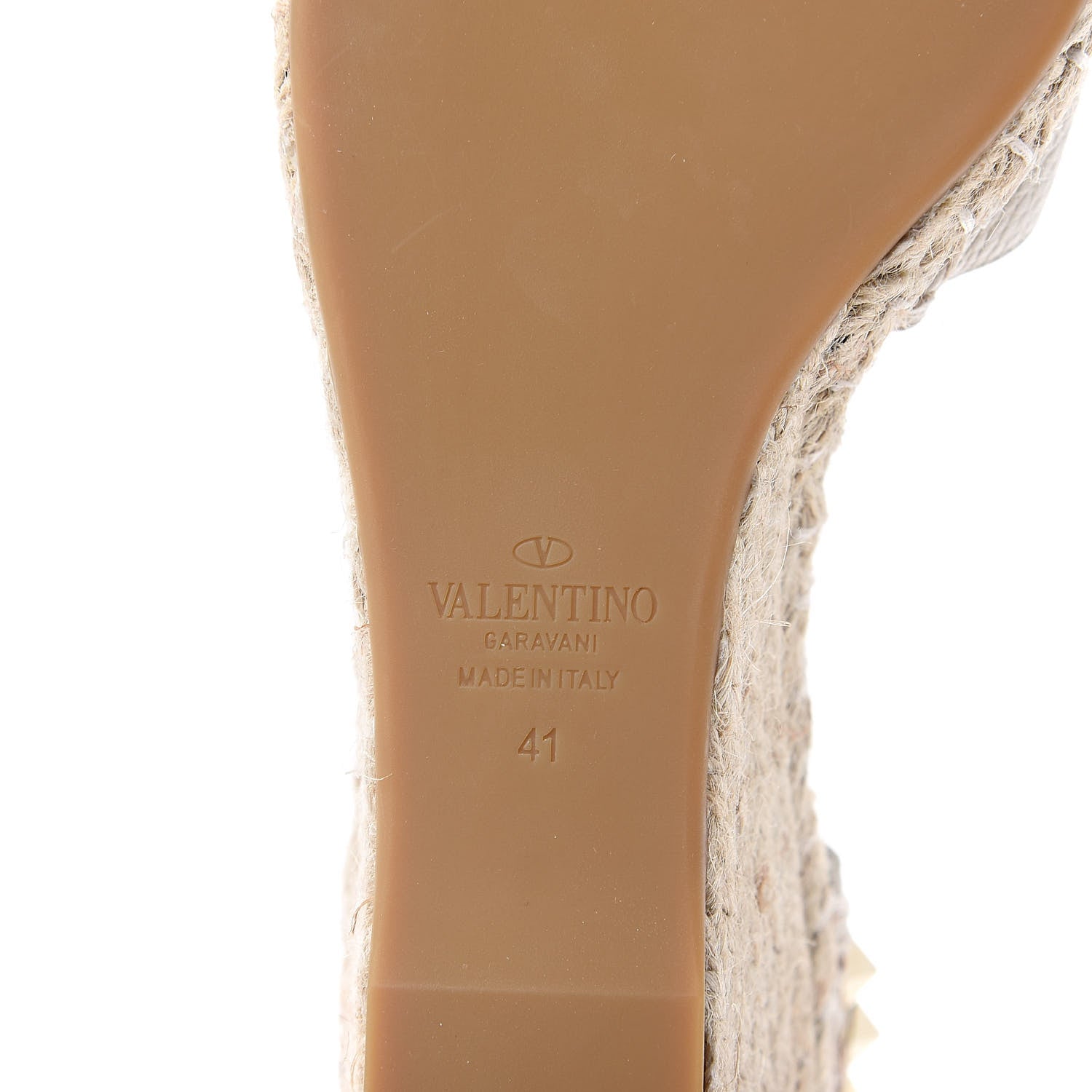 Valentino Garavani Grained Calfskin Rockstud Ankle Wrap Espadrille 15/85mm Wedges 41 Light Ivory 6 of 8