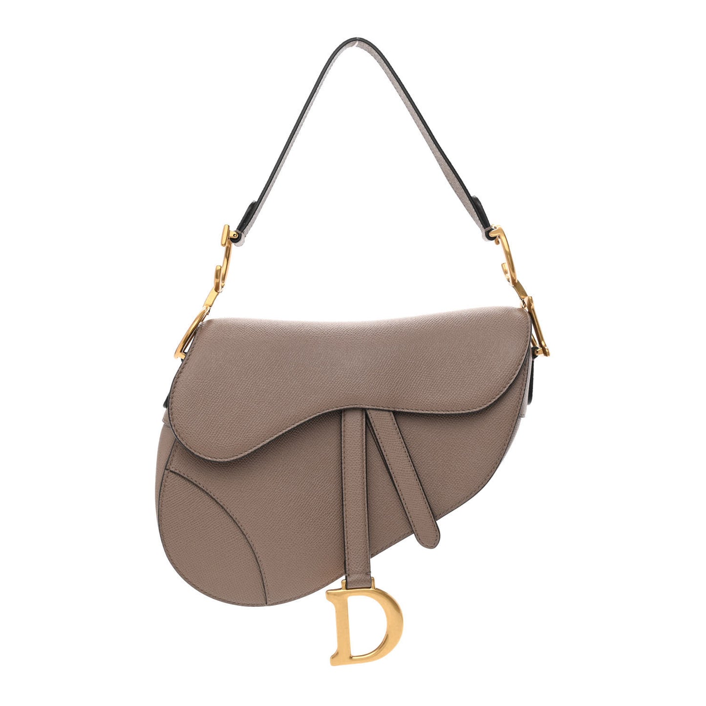 Grained Calfskin Saddle Bag Warm Taupe