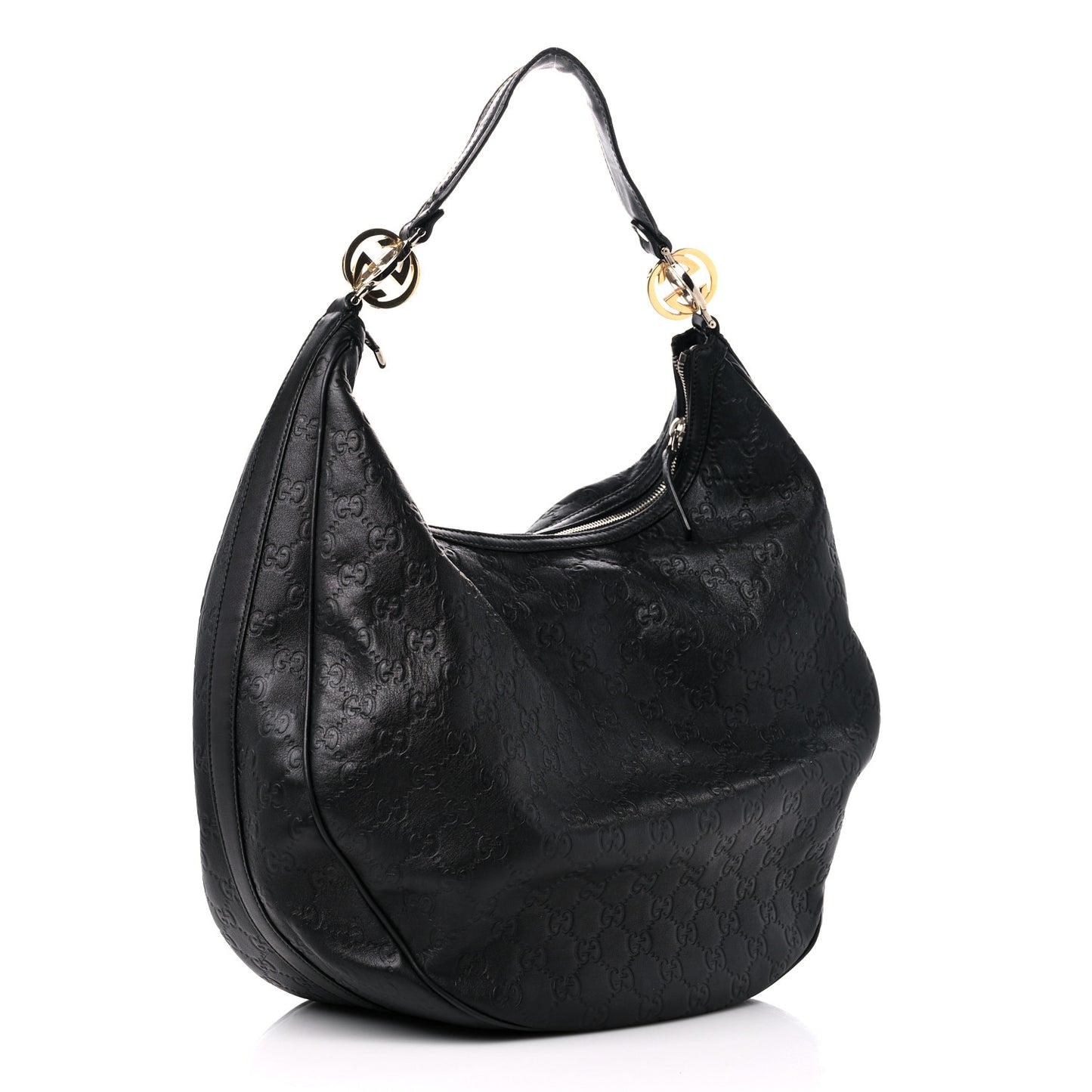 Guccissima Large GG Twins Hobo Black