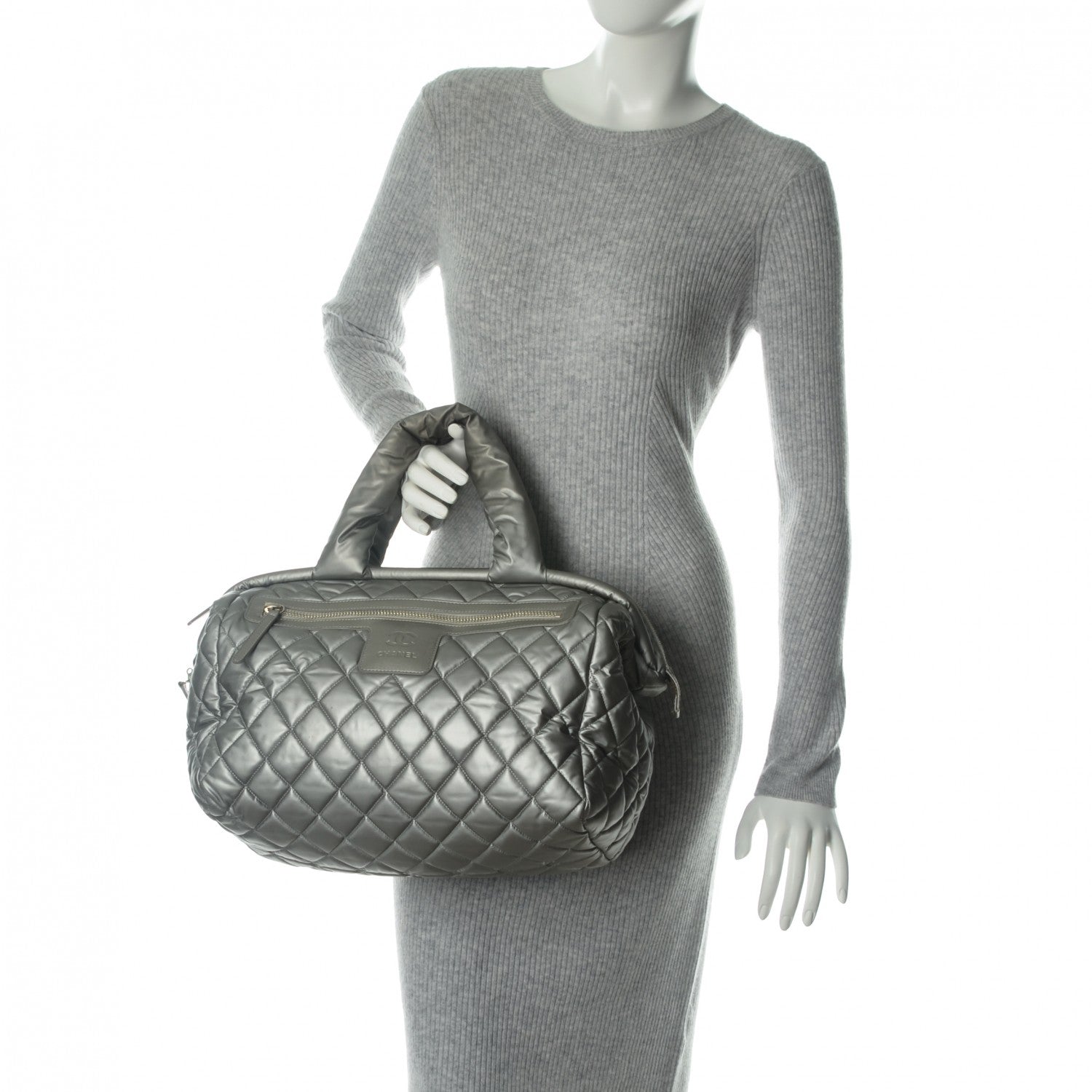 Chanel Nylon Coco Cocoon Bowler Silver 2 of 8
