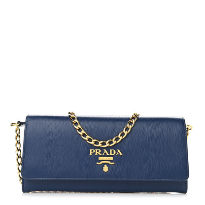 Prada Vitello Move Chain Wallet Bleuette 1 of 9