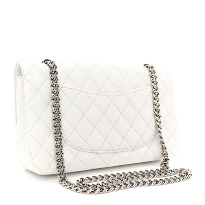 Chanel Caviar Quilted Medium Double Flap Bijoux Chain White 3 of 17