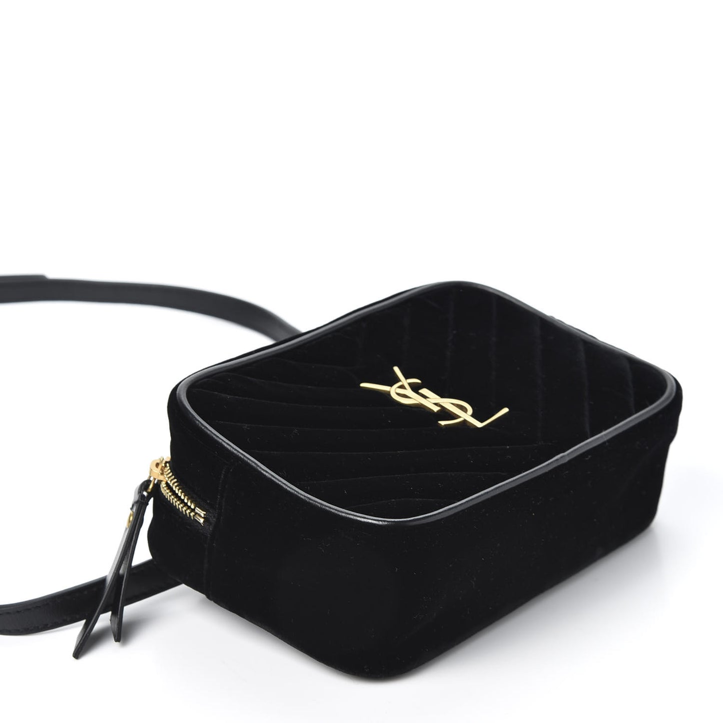 Velour Matelasse Monogram Lou Belt Bag Black