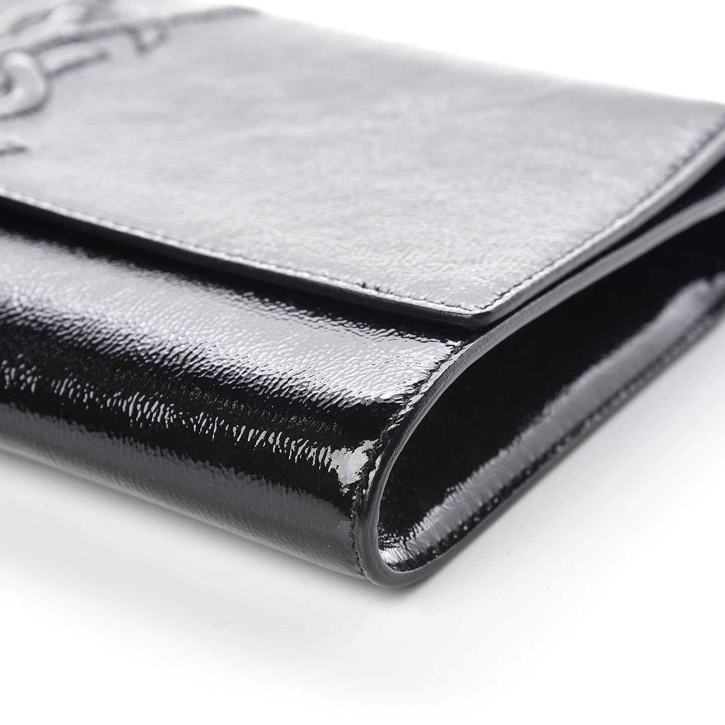 Textured Patent Monogram Large Belle De Jour Clutch Black