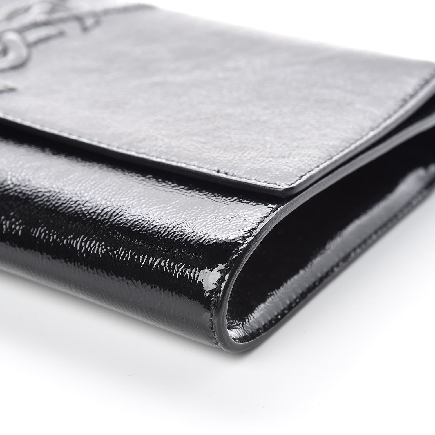 Saint Laurent Textured Patent Monogram Large Belle De Jour Clutch Black 9 of 9