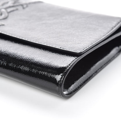 Saint Laurent Textured Patent Monogram Large Belle De Jour Clutch Black 9 of 9