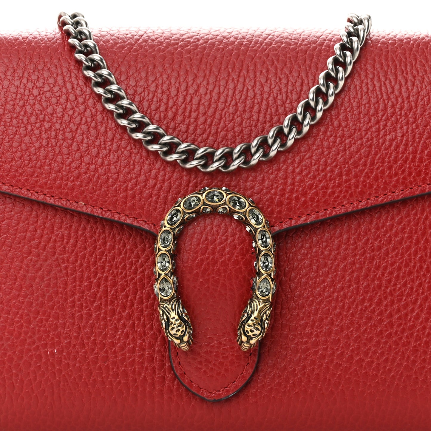 Calfskin Mini Dionysus Chain Wallet Hibiscus Red