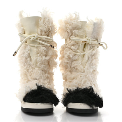 Chanel Shearling Sheepskin High Boots 37.5 White Black 2 of 8