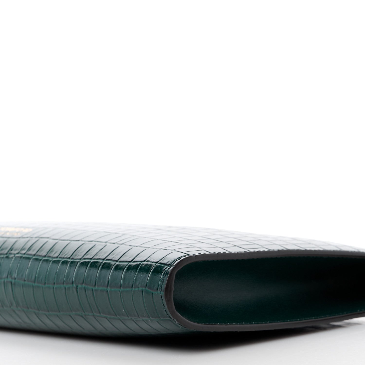 Tom Ford Calfskin Crocodile Embossed Zip Clutch Bottle Green 10 of 11