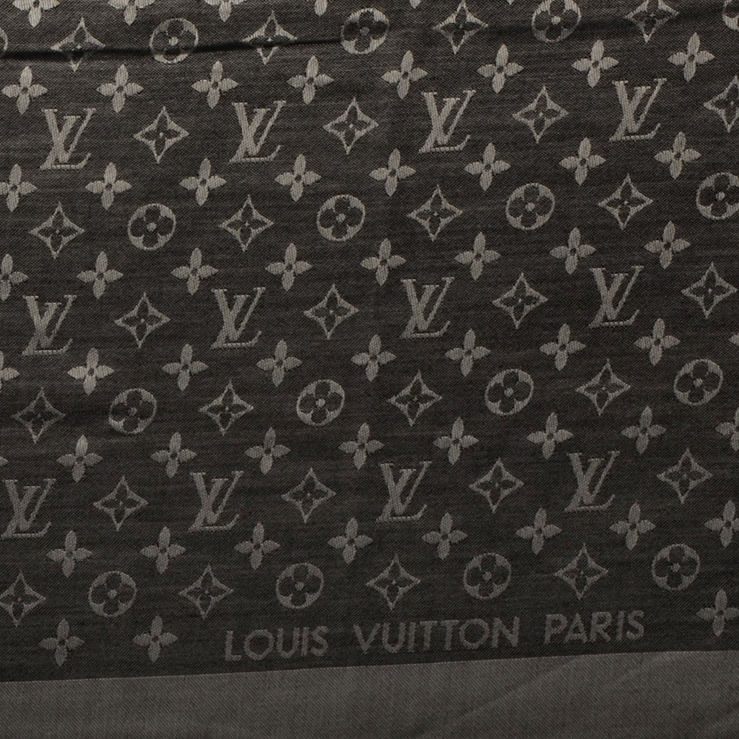 Louis Vuitton Silk Wool Monogram Denim Shawl Black 4 of 5