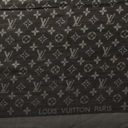 Louis Vuitton Silk Wool Monogram Denim Shawl Black 4 of 5