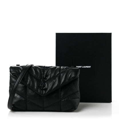 Saint Laurent Quilted Mini Loulou Puffer Monogram Chain Satchel Black 9 of 9
