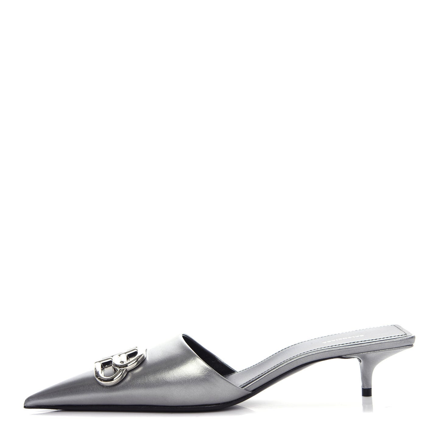 Calfskin BB Pointy Toe Mule 36 Gray