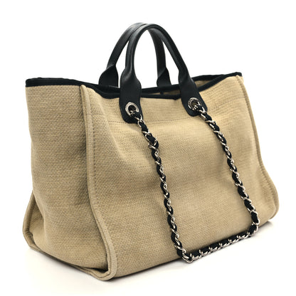 Chanel Canvas Medium Deauville Tote Beige Black 3 of 13