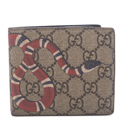 Gucci GG Supreme Monogram Selleria Calfskin Kingsnake Nice Bi-Fold Wallet Beige Ebony Multicolor Black 1 of 7