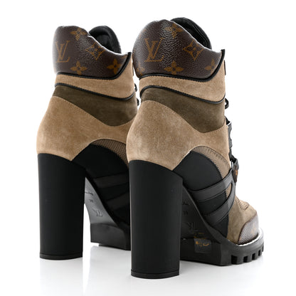 Louis Vuitton Suede Calfskin Monogram Star Trail Ankle Boots 39 Khaki 4 of 9