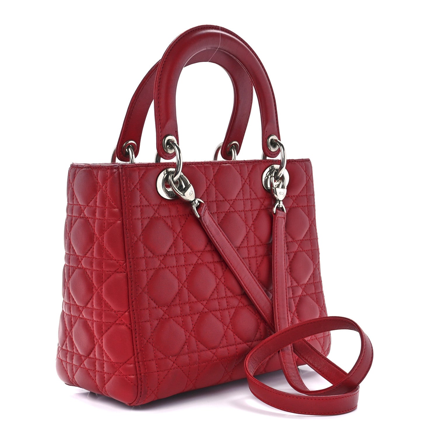 Christian Dior Lambskin Cannage Medium Lady Dior Red 3 of 11