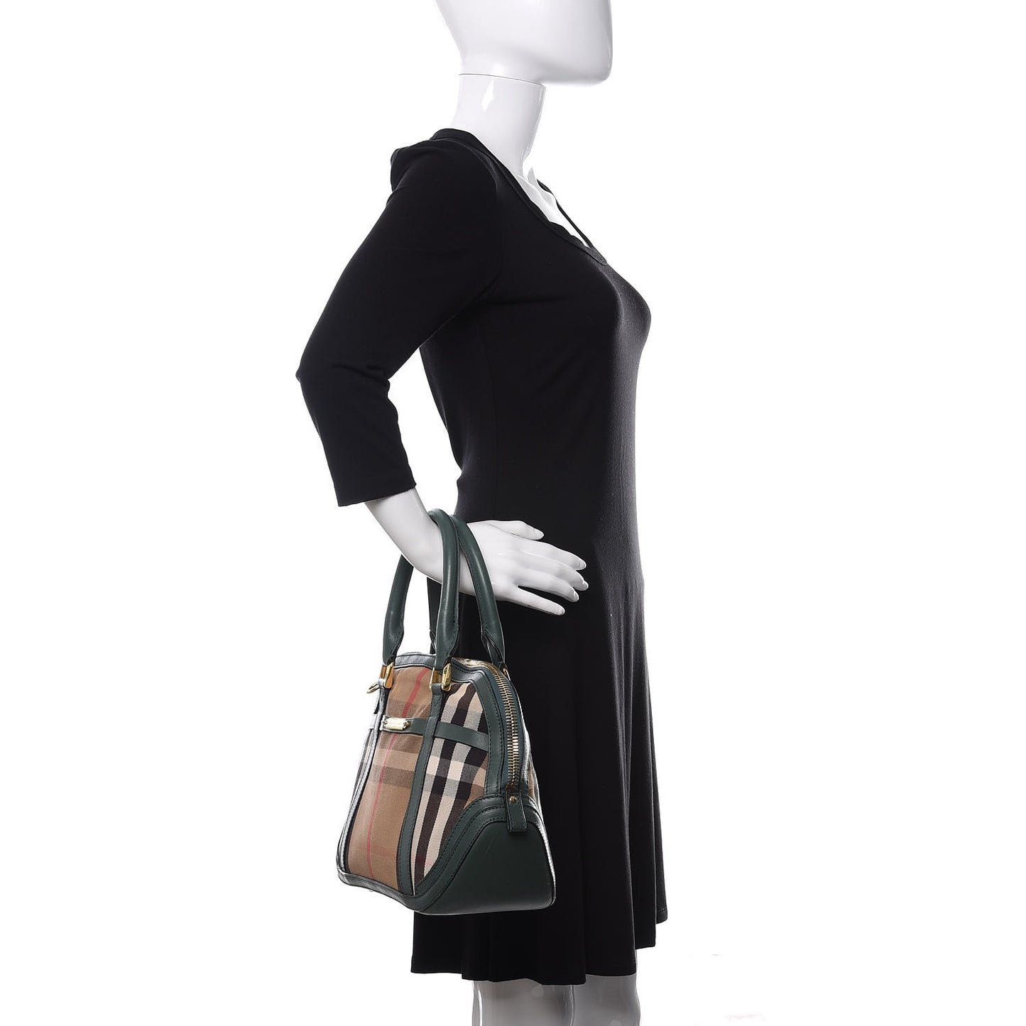 Bridle Calfskin House Check Small Orchard Bowling Bag Green
