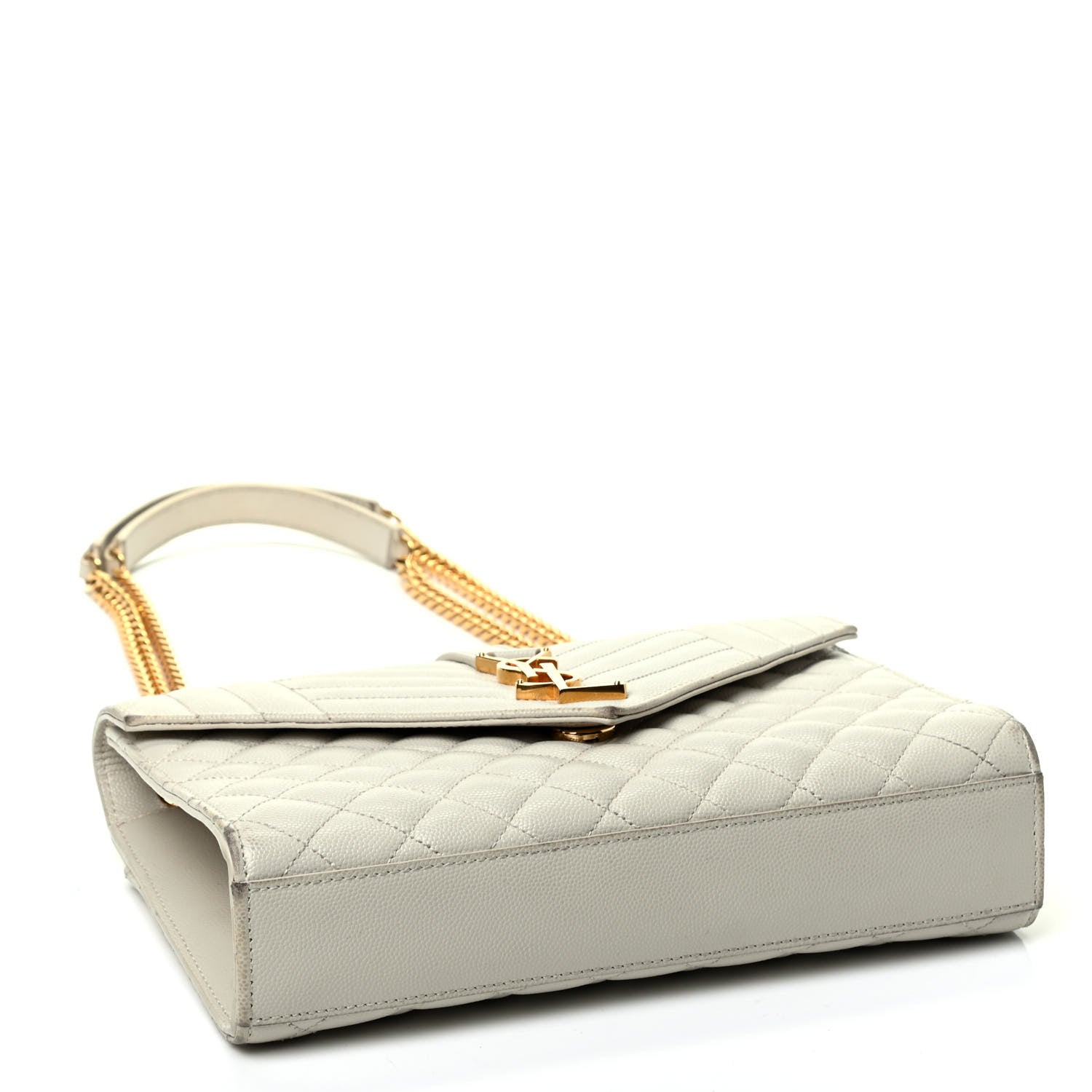 Saint Laurent Grain De Poudre Textured Mixed Matelasse Medium Triquilt Monogram Satchel Porcellana 3 of 4