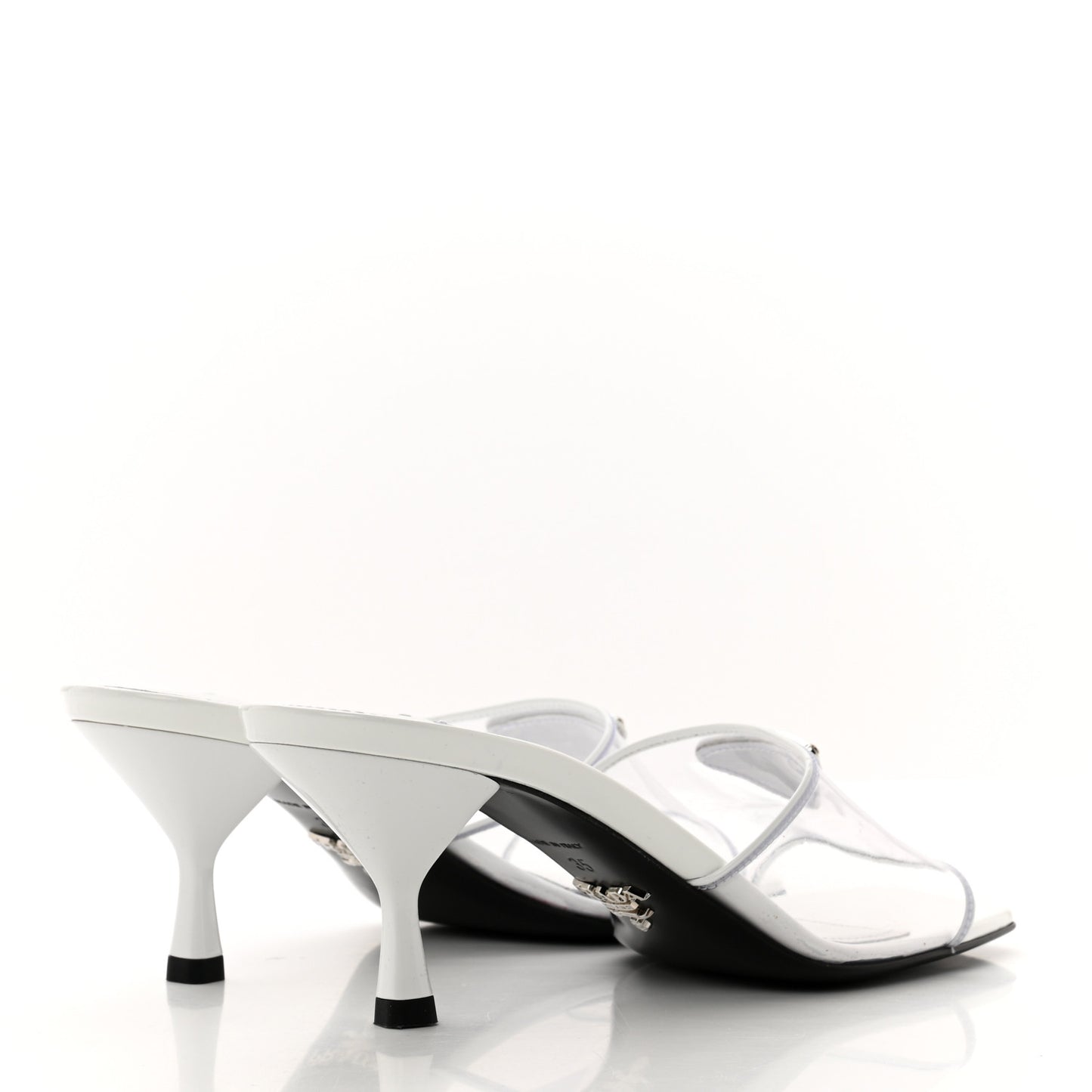 Plexiglass Vernice Metal Triangle Logo 65mm Slide Sandals 35 White
