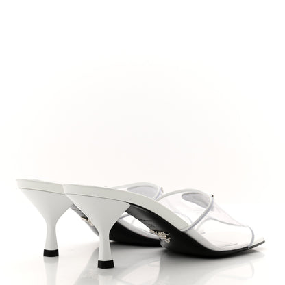 Prada Plexiglass Vernice Metal Triangle Logo 65mm Slide Sandals 35 White 4 of 7